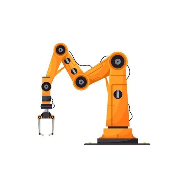 Κίτρινος Ρομποτικός Εξοπλισμός Βιομηχανικών Μηχανημάτων Βραχίονα Απομονώθηκε Αρπάζοντας Εργαλείο Κατασκευής — Διανυσματικό Αρχείο