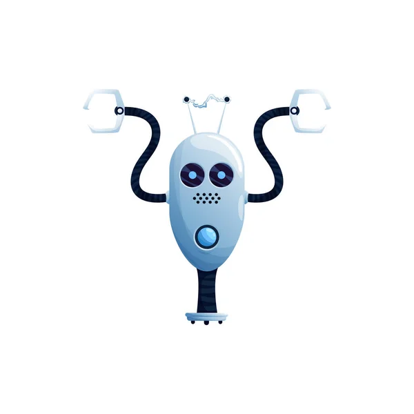 Пластиковый Высокотехнологичный Персонаж Изолированный Цифровой Робот Ручными Погрузчиками Антенной Голове — стоковый вектор