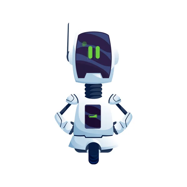 Biała Humanoidalna Automatyzacja Robota Jednokołowego Wektor Robot Jednym Kole Futurystyczny — Wektor stockowy