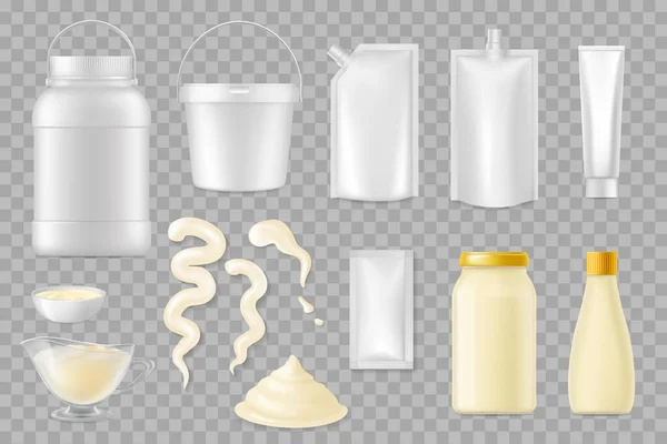 Different set of containers for milk Royalty Free Vector