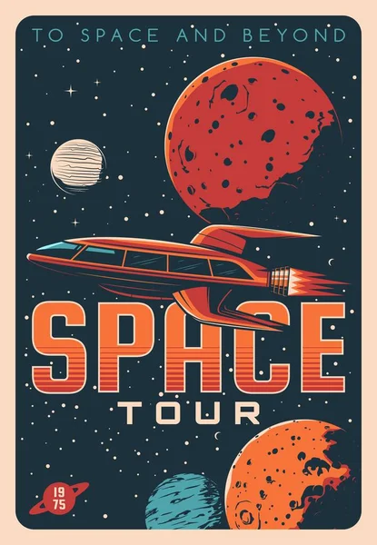 Tours Espaciales Viajes Por Planeta Turismo Galaxias Vector Aventura Cartel — Archivo Imágenes Vectoriales