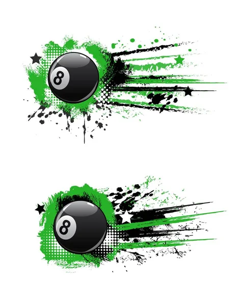 Billiards Ball Banners Pool Snooker Club Championship Vector Billiard Sport — Stock Vector