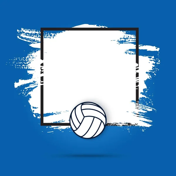Frame Volleyball Ball White Grunge Spot Vector Black Border Blue — Stock Vector