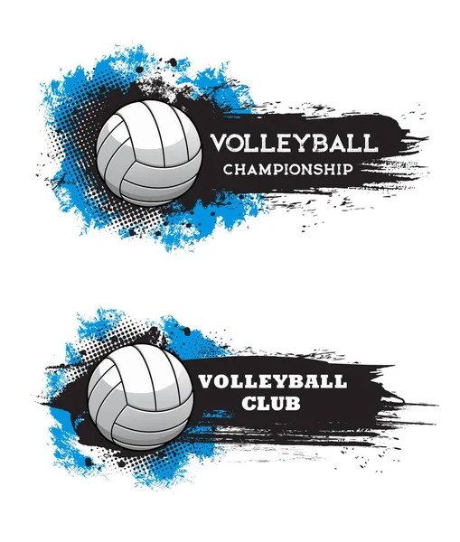 Volleyball Meisterschaft Und Sportspiel Vereinsbanner Mit Ball Farbe Oder Tusche — Stockvektor