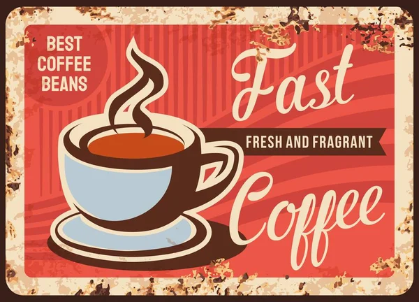 Kafeterya Kafeterya Paslı Metal Taşıyıcı Tabağı Demitasse Bardakta Sıcak Espresso — Stok Vektör