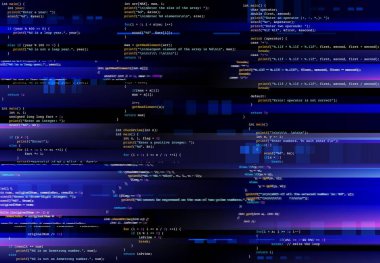 Bilgisayar ekranı arızalandı, programlama kodu arızalandı. Sanal ortam, program fonksiyon hatası ve veri kaybı, kritik kod hatası, hacker saldırısı veya donanım arızası konsept vektör arkaplanı
