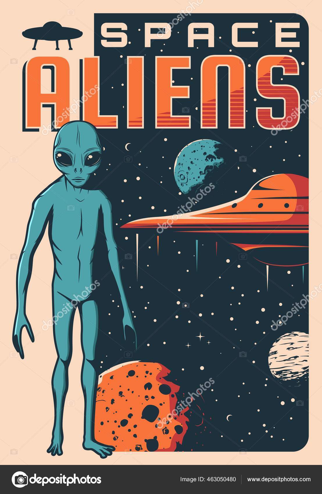 Conceito extraterrestre vintage, Vetor Grátis