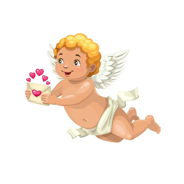 Cupid Love Letter Vector Character Cartoon Angel Valentines Day Amur — Stock Vector