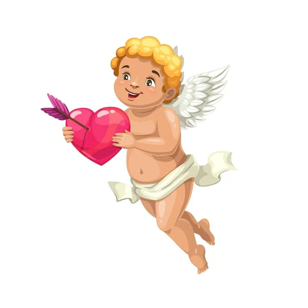 Cupid Angel Heart Love Arrow Vector Valentines Day Romantic Holiday — Stock Vector