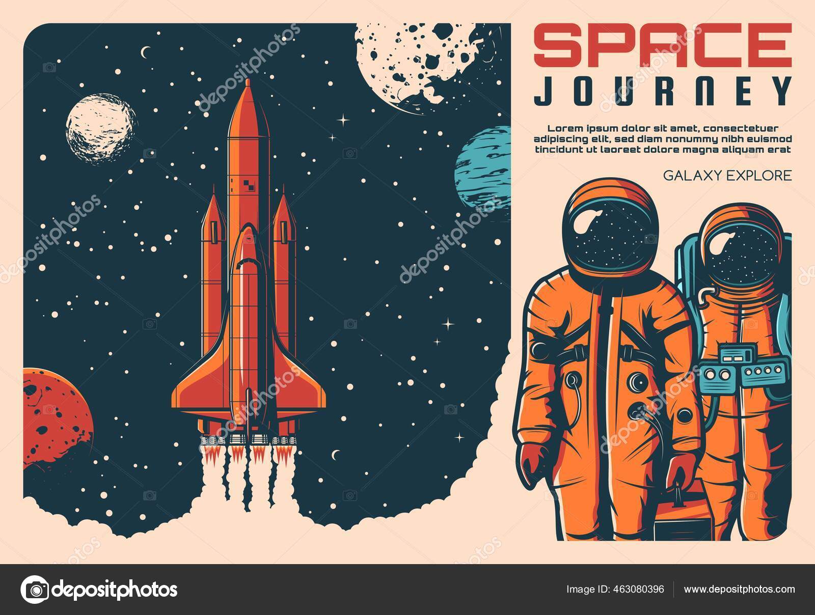 Rom Astronauter Rakett Galakseutforskning Vektor Retro Vintage Plakat  Romfart Til stockvektor © VectorTradition #463080396, image size:1600x1208