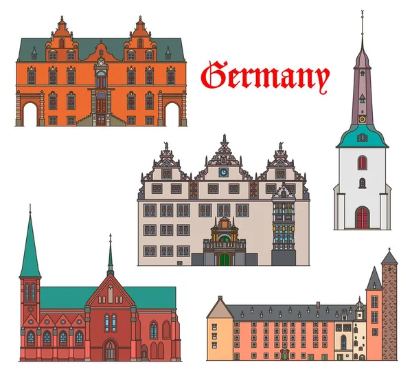 Germany Travel Landmarks Architecture Schleswig Holstein Cathedral Church Buildings Vector — Stock Vector