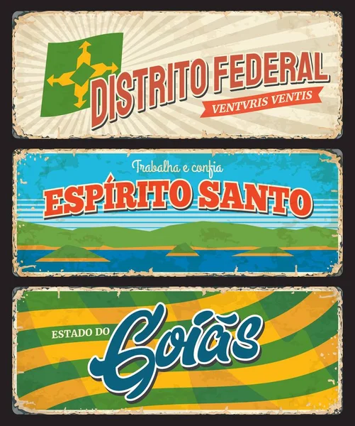Brazília Goias Espirito Santo Distrito Szövetségi Tartományok Vektor Grunge Rozsdás — Stock Vector