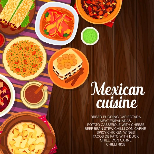 Cuisine Mexicaine Ragoût Pommes Terre Vecteur Avec Fromage Empanada Viande — Image vectorielle