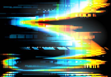 Televizyon ve bilgisayar ekranı hata vektör arkaplanının arızası ve piksel sesi. Soyut renkli televizyon sinyali arızası, veri bozulması, statik çökme ve hasarlı VHS video bozulması efektleri