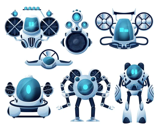 Robô Subaquático Personagens Desenhos Animados Rov Robô Vetor Bathyscaphe Submarino —  Vetores de Stock