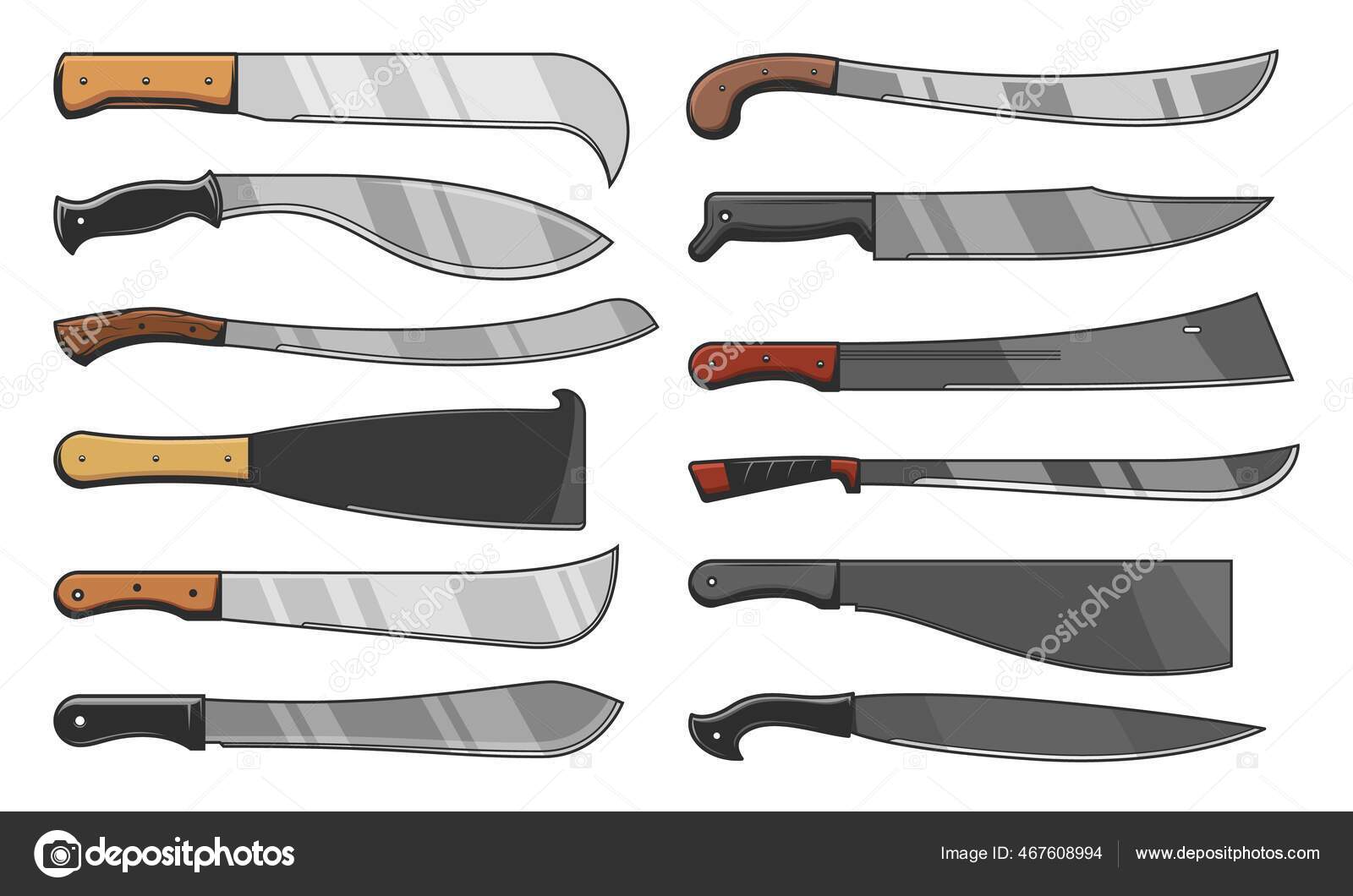 Knife Blades Cleavers Combat Agriculture Cutters Vector Icons Blade ...