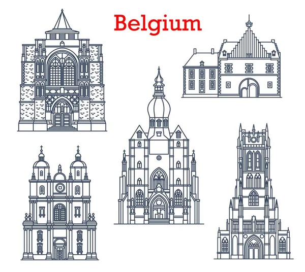 Belçika Simgeleri Tongeren Deki Katedraller Dinant Diest Şehir Mimarisi Belçika — Stok Vektör