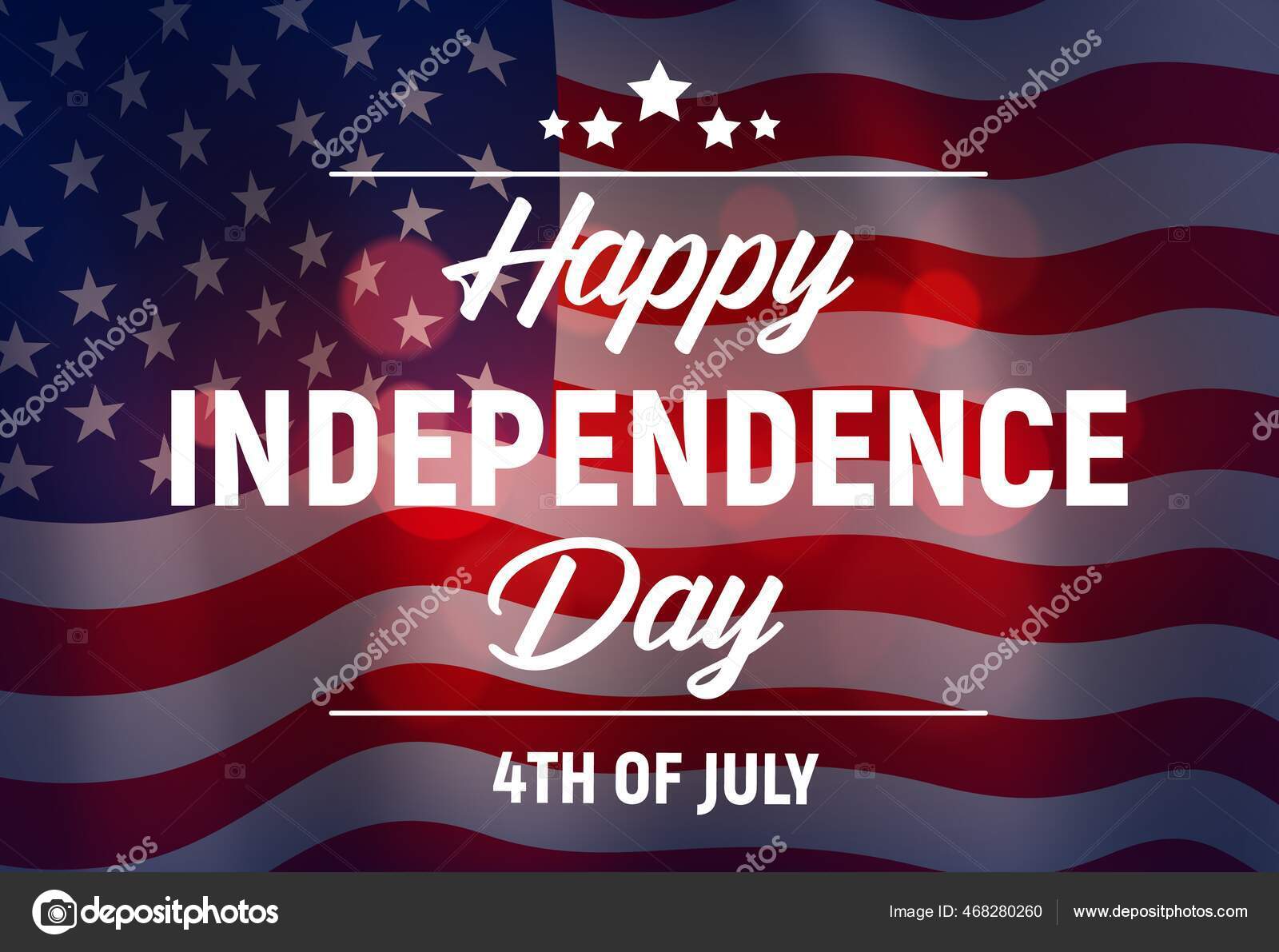 Happy Independence Day Vector Greeting Card Usa Waving Flag United
