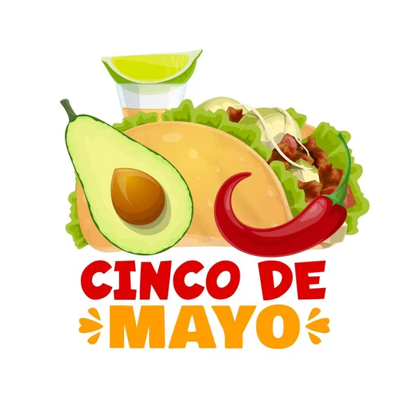 Cinco Mayo Comida Vetor Mexicano Tacos Jalapeno Pimenta Vermelha Quente —  Vetores de Stock