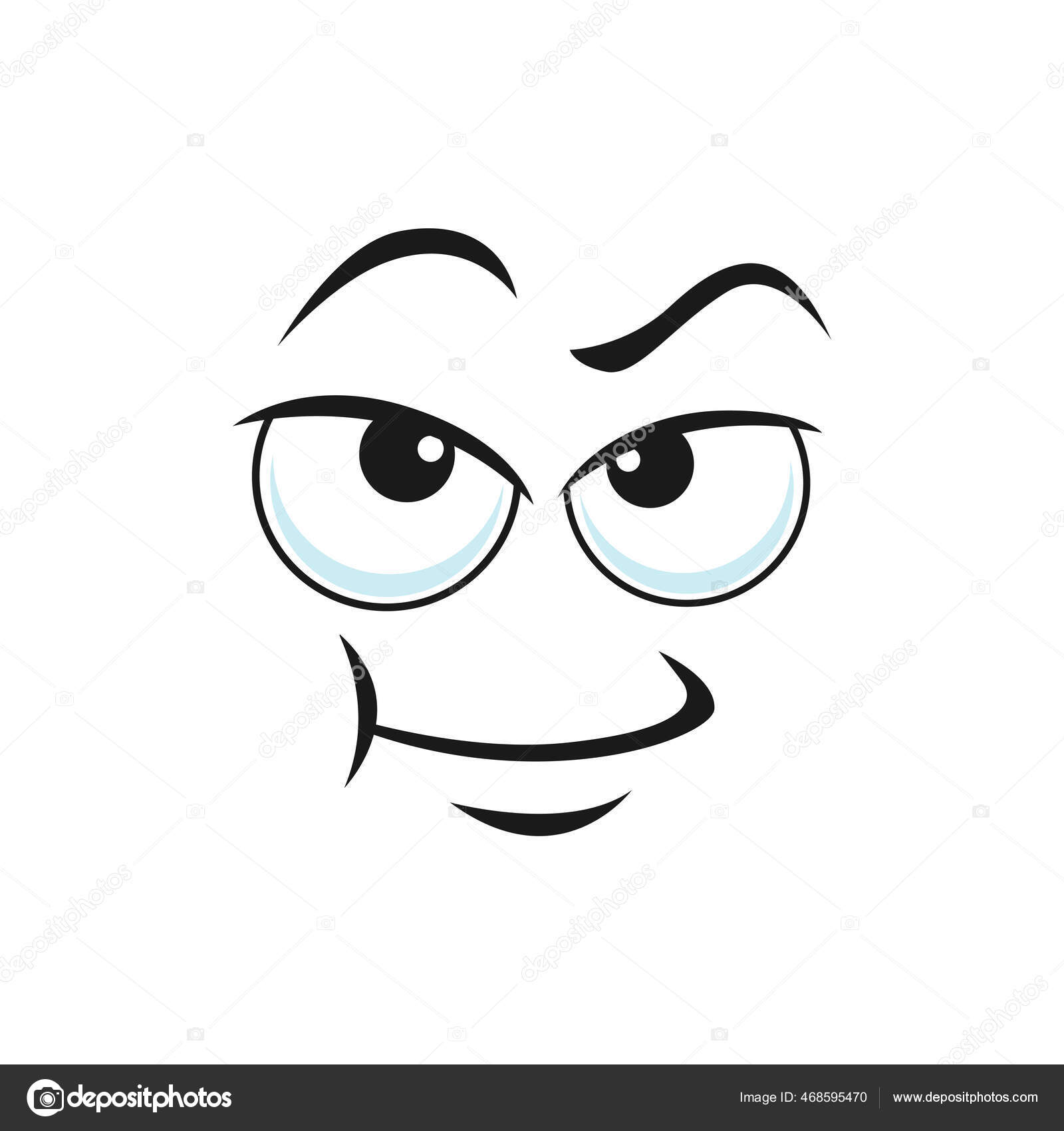 Emoticon Upset Com Ícone Isolado Expressão De Rosto Triste. Emoji Infeliz  Do Vetor Com Expressão De Tristeza Ofendida, Tristeza, Luto E Tristeza.  Smiley Triste Entediado Com Olhos Grandes Deprimidos, Boca Curvada Para