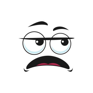 Büyük gözleri olan kayıtsız, gülen surat ifadesi. İlgisiz, ılık emoji, depresif, mutsuz, ağzı açık, yatak modunda emoji. Tatminsiz çizgi roman robotu