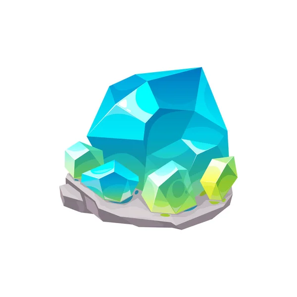 水晶宝石或宝石石英 宝石蓝色钻石 矢量宝石岩石隔离图标 蓝色绿松石水晶宝石或珠宝宝石和石英矿物 — 图库矢量图片