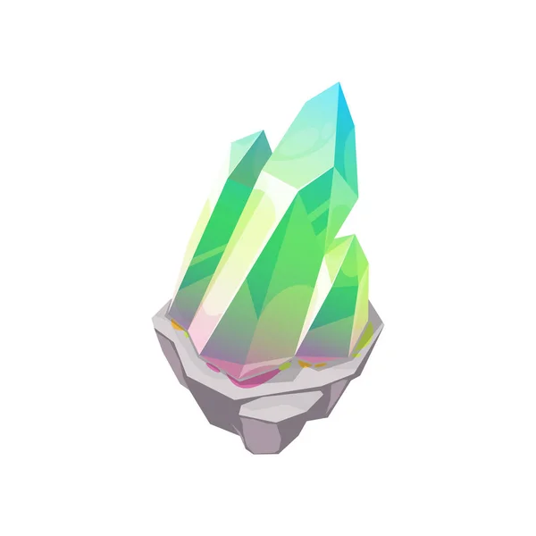 Kristallstein Oder Edelsteinquarz Edelsteinfelsen Vektorisoliertes Symbol Smaragd Schmuck Mineral Edeldiamant — Stockvektor