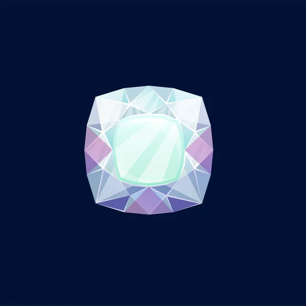 宝石の石 ダイヤモンドまたは魔法の結晶ベクトルアイコン 正方形の形のファセットミネラル ライラックまたはターコイズロック 結晶宝石 ガラスや石英 ラインストーン ジュエリー 鉱物学隔離された漫画のサイン — ストックベクタ
