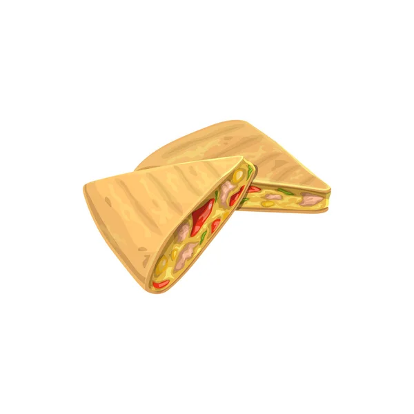 Quesadilla Restauration Rapide Snacks Sandwichs Vecteur Icône Isolée Cuisine Mexicaine — Image vectorielle