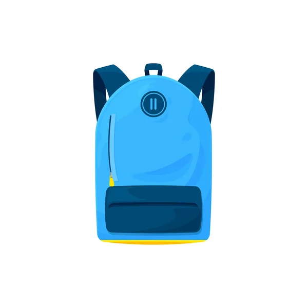 子供の通学孤立ベクトルアイコン スリップポケットとジップロックと青の色の漫画の学生リュックサック ハイキングバックパック 白い背景に観光ナッパックやスクールバッグ — ストックベクタ