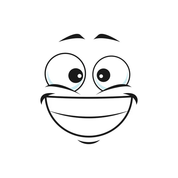 Cartoon Face Isolated Vector Icon Wide Delighted Smile Facial Emoji — Stock Vector