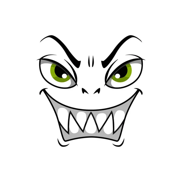 Monster Ansikte Tecknad Vektor Ikon Gloat Leende Känslor Med Arga — Stock vektor