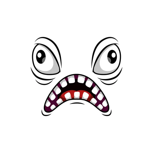 Monster Gesicht Isolierte Vektor Ikone Cartoon Emoji Schreit Fremden Gesichtsausdruck — Stockvektor