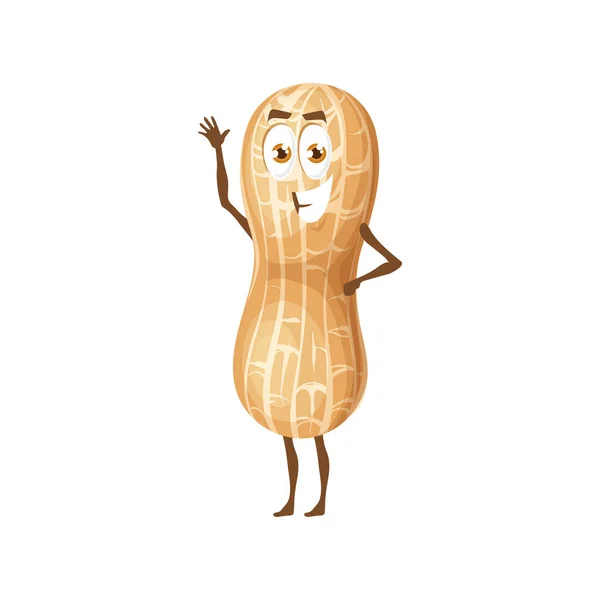 Peanut Emoji Emoticon Isolated Groundnut Comic Flat Cartoon Character Vector — Stock Vector