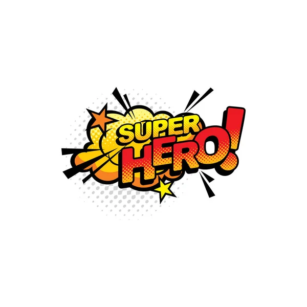 Super Hjälte Pop Konst Serier Halv Ton Bubbla Vektor Ikon — Stock vektor
