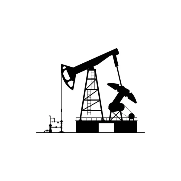 Силуэт Нефтяной Вышки Изолированный Значок Насоса Валета Завод Векторной Нефтяной — стоковый вектор
