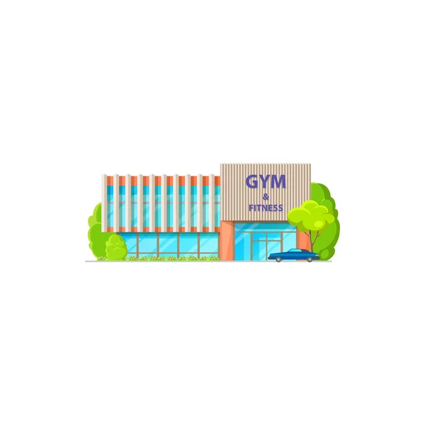 Propriedade Privada Fitness Gym Center Com Carro Estacionado Isolado Fachada —  Vetores de Stock