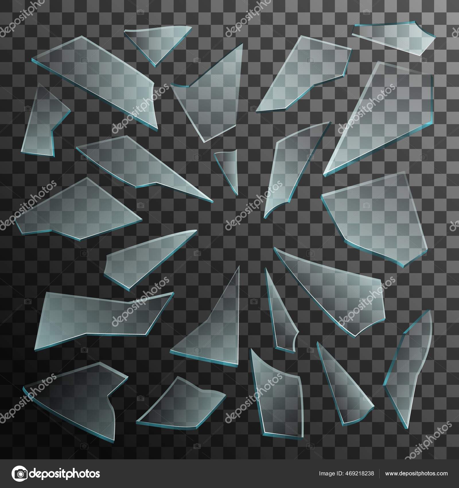 Broken Glass Realistic Vector Cracked Glass Shards Transparent
