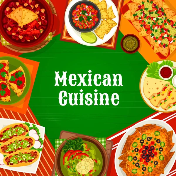 Mexican Food Cuisine Mexico Menu Cover Restaurant Dishes Meals Vector — Image vectorielle