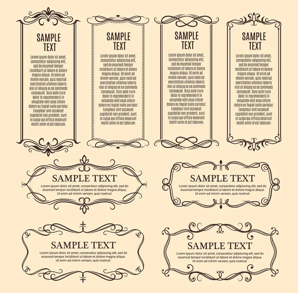 Frames Ornate Borders Vintage Ornaments Floral Decorations Vector Retro Flourish — Stock Vector