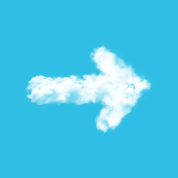 Arrow Clouds Blue Sky Realistic Vector Design White Fluffy Cumulus — Vetor de Stock