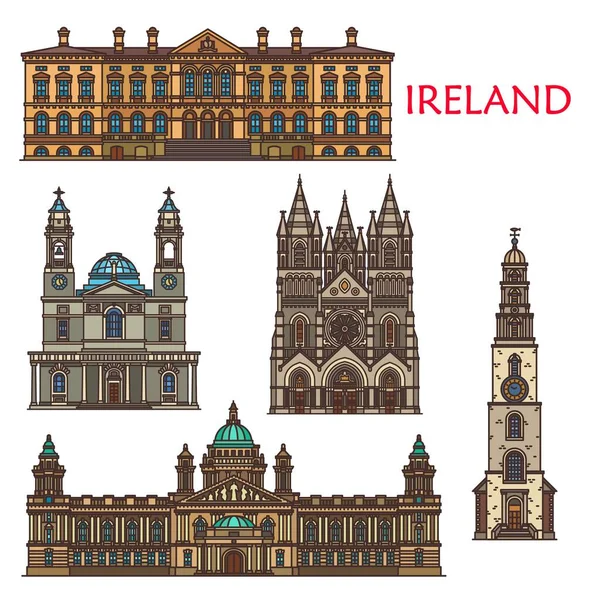 Ireland Architecture Landmark Buildings Ancient Sightseeing Places Belfast Cork City — Image vectorielle