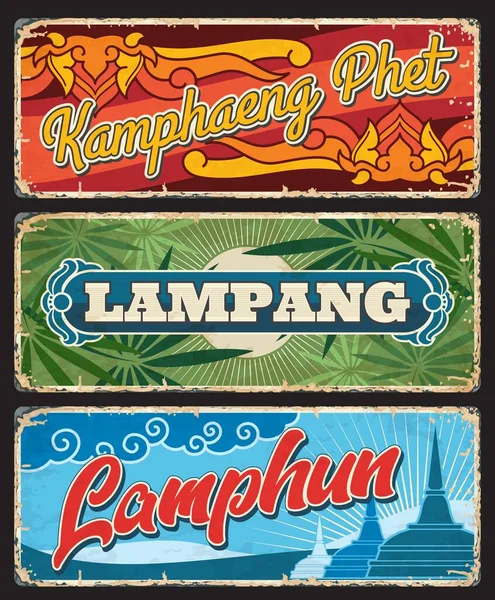 Kamphaeng Phet Lampang Lamphun Thailand Province Vector Plates Thai District — Image vectorielle