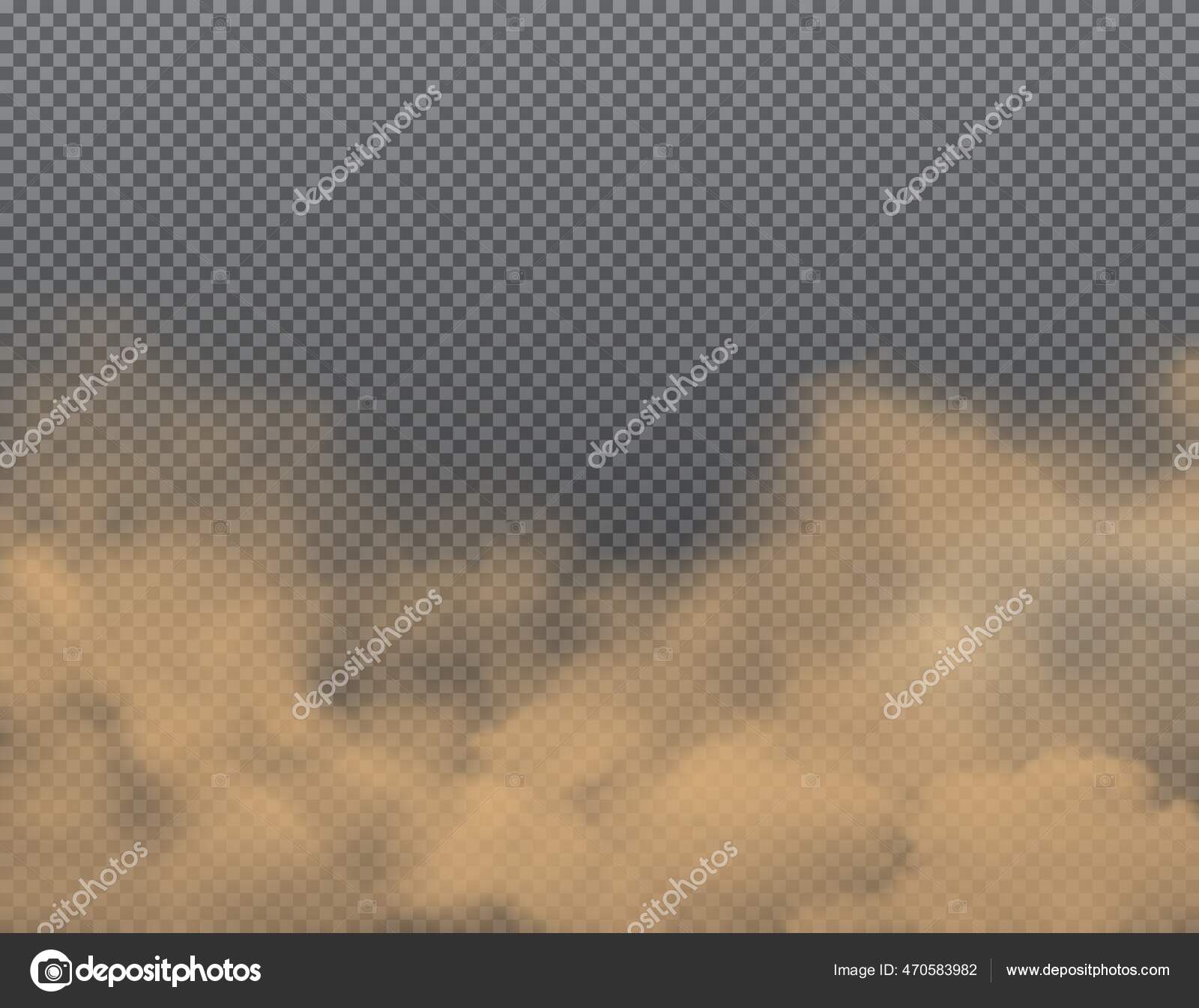Dust Sand Dirt Clouds Transparent Background Realistic Vector Brown ...