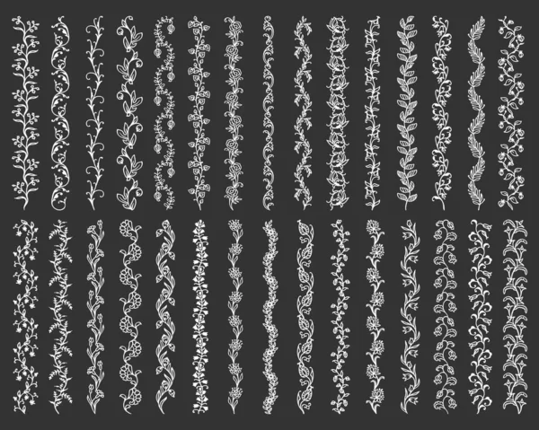 Fronteras Florales Divisores Líneas Marco Elementos Caligrafía Vectorial Con Adornos — Vector de stock