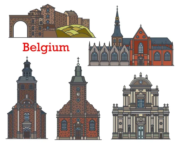 Belgique Monuments Églises Cathédrales Namur Stavelot Hasselt Architecture Vectorielle Belgique — Image vectorielle