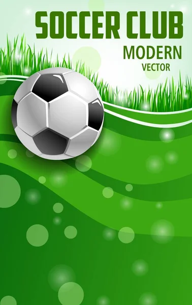 Cartaz Futebol Com Grama Campo Verde Bola Realista Futebol Clube — Vetor de Stock