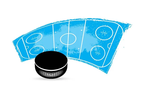 Hielo Disco Hockey Rink Grunge Vector Icono Torneo Deportivo Campeonato — Vector de stock