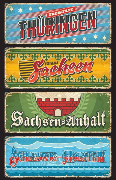 Alemania Sachsen Anhalt Thuringen Schleswig Holstein Placas Metal Vector Los — Archivo Imágenes Vectoriales