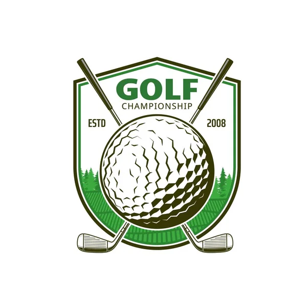 Icono Del Deporte Golf Con Palos Cruzados Emblema Vectorial Con — Vector de stock